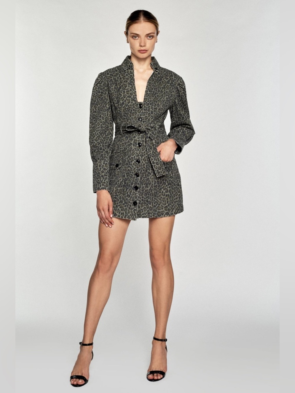 Marissa Webb MERA LEOPARD PRINT CANVAS MINI DRESS sz 8